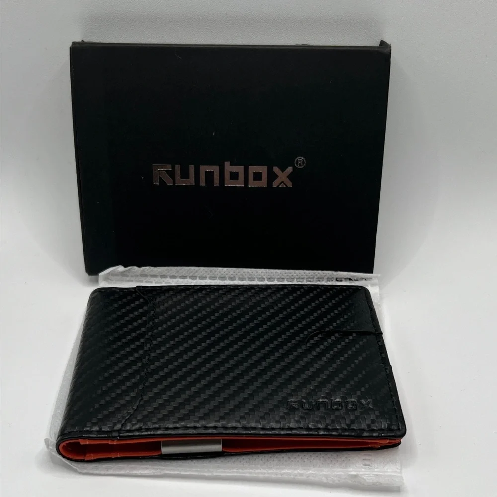 RUNBOX Slim RFID Blocking Leather Money Clip and Card Case - Picture 3 of 4